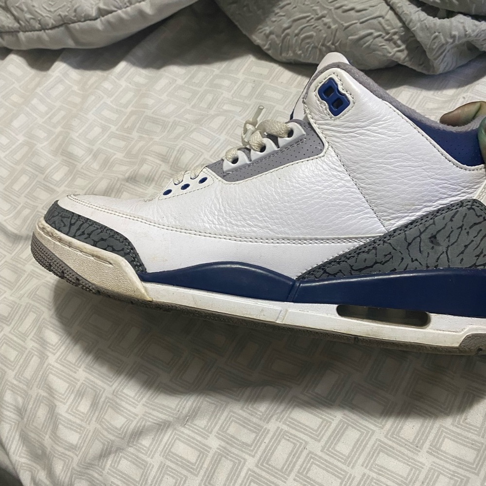 White and Blue Athletic Sneakers